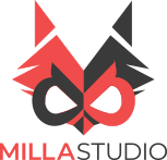 logo rouge et gris - Milla Studio - Donnez vie à vos projets et vos envies