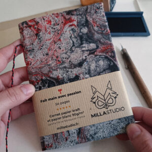 Carnet et reliure artisanale – Collection : Plaque de cuivre et matière noire 2301-02 | boutique fait main Milla Studio